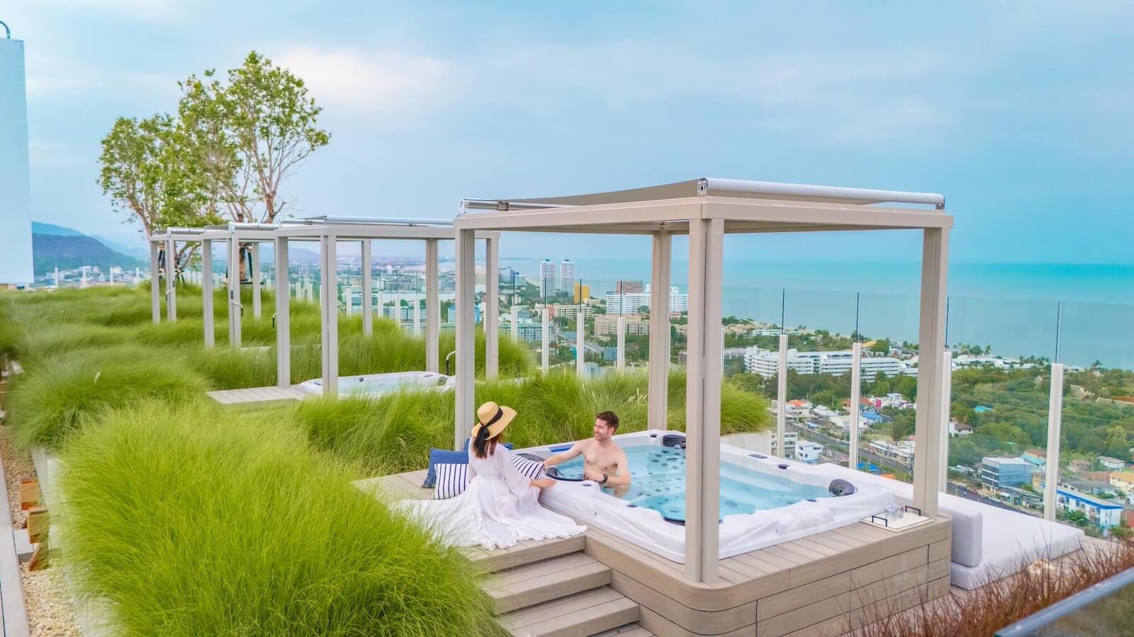 Rooftop jacuzzi with sea view at VEHHA, Hua Hin